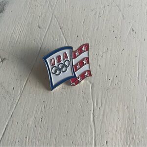 USA Olympics American Flag and Olympic Rings Lapel Pin Amico
